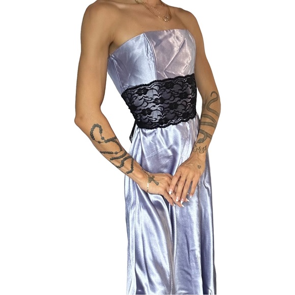 Vintage Gunne Sax Lilac Satin Strapless Prom Dress